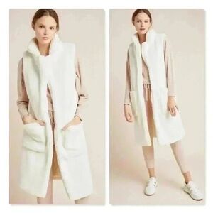 Anthropologie Cream Maisie Sherpa Vest